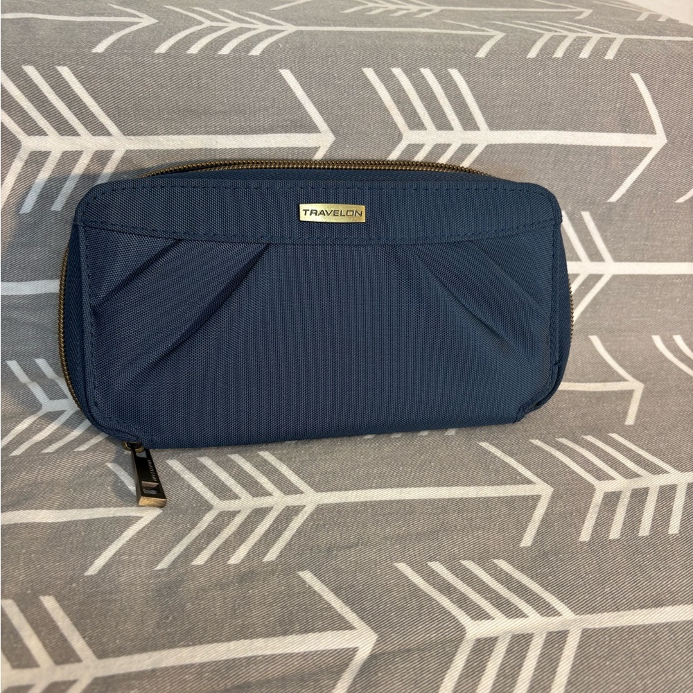 Travelon Dark Blue Wallet with Gold Accents